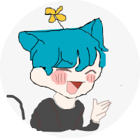 a drawing of a person with a cat ear and a flower on their head