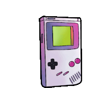 a drawing of a game boy with a rainbow colored screen