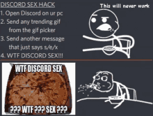 a screenshot of a discord sex hack and a cartoon of a man eating pizza