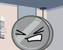 a coin with an angry face on it