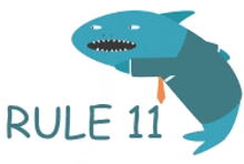 a blue shark with a tie and the word rule 11