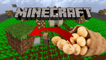 a bag of potatoes being harvested from a minecraft world