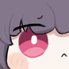 a close up of a cartoon girl 's face with a pink eye