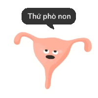 a cartoon illustration of a uterus with a speech bubble that says thu pho non