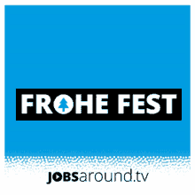 a blue background with white dots and the words frohe fest anstelling