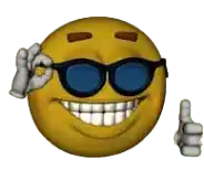 a yellow smiley face wearing sunglasses and giving a thumbs up .