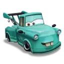 a blue tow truck from cars with big teeth and a wing .