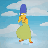 a cartoon character named marge simpson is dancing in the sky