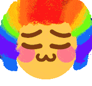 a drawing of a clown with rainbow hair and a smiley face