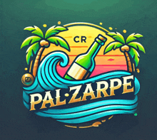 a colorful logo for pal-zarpe with a bottle in the middle