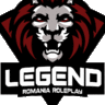 a logo for legend romania roleplay with a lion 's head on it .