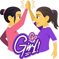 an illustration of two girls giving each other a high five and the words go girl