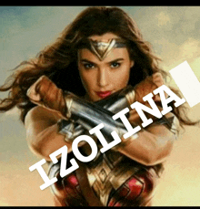 a picture of wonder woman with the name izolina written on it