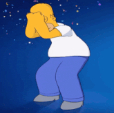 homer simpson covering his face with his hands while standing in front of a blue background