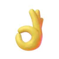 a yellow cartoon hand making an ok sign