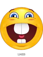 a cartoon smiley face with a big smile and the word lmeb below it