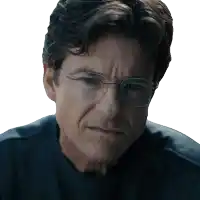 a man wearing glasses and a black shirt looks angry