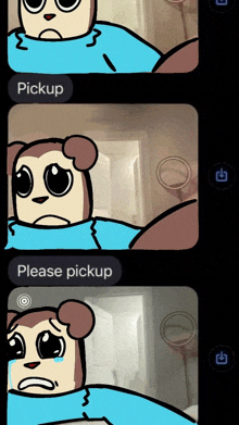 a cartoon of a bear asking for pickup