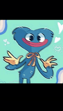 a drawing of a blue cartoon character with a heart shaped face and wings .