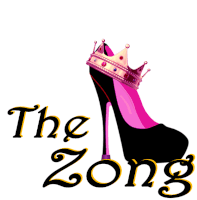 a pink shoe with a crown on top of it and the words the zong below it