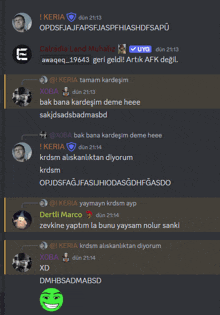 a screenshot of a discord conversation between keria and a man named calradia