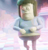 a cartoon character is standing on a checkerboard floor