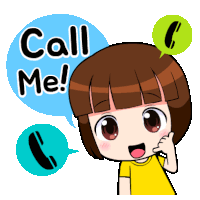 a cartoon of a girl talking on a phone with a speech bubble saying call me