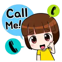 a cartoon of a girl talking on a phone with a speech bubble saying call me