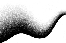 a black and white drawing of a wave with dots on a white background