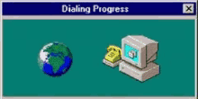 a computer screen shows a dialling progress screen