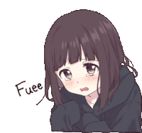 a drawing of a girl with the word fuee on the bottom