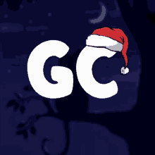 a cartoon drawing of the letter g and c with a santa hat