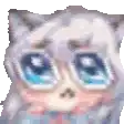 a pixel art drawing of a cat with glasses on .