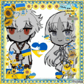 a picture of a boy and a girl with the words pray for ukraine at the top
