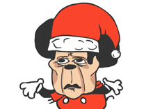 a cartoon of mickey mouse wearing a santa hat with the number 3 on it