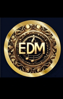 a gold coin with the word edm written on it