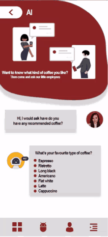 a screenshot of an ai app asking what kind of coffee you like and what 's your favourite type of coffee