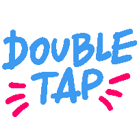 a blue and red logo that says double tap on a white background