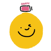 a yellow smiley face with the word happy written above it