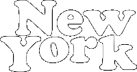 a black and white drawing of the word new york on a white background