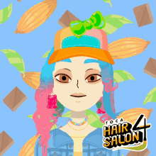 a cartoon illustration of a girl with the words toca hair salon 4