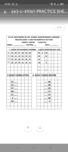 a screenshot of a math practice sheet on a cell phone