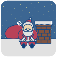 a cartoon drawing of santa claus sleeping in the chimney