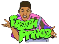 a drawing of a man with the words fresh prince written on it