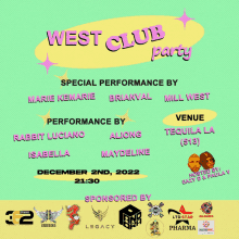 a poster for a west club party on december 2nd