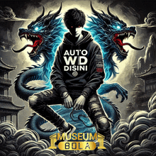 a man in a black hoodie with the words auto wd disini on it