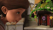 a poster for tinkerbell great fairy rescue shows a girl and tinkerbell
