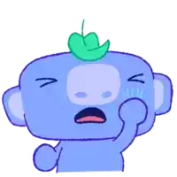 a cartoon character with a green leaf on his head is crying