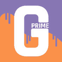 a white letter g is on a purple and orange background