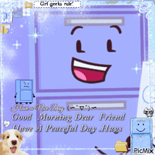 a picture of a fridge with a face and the words " have a nice day "